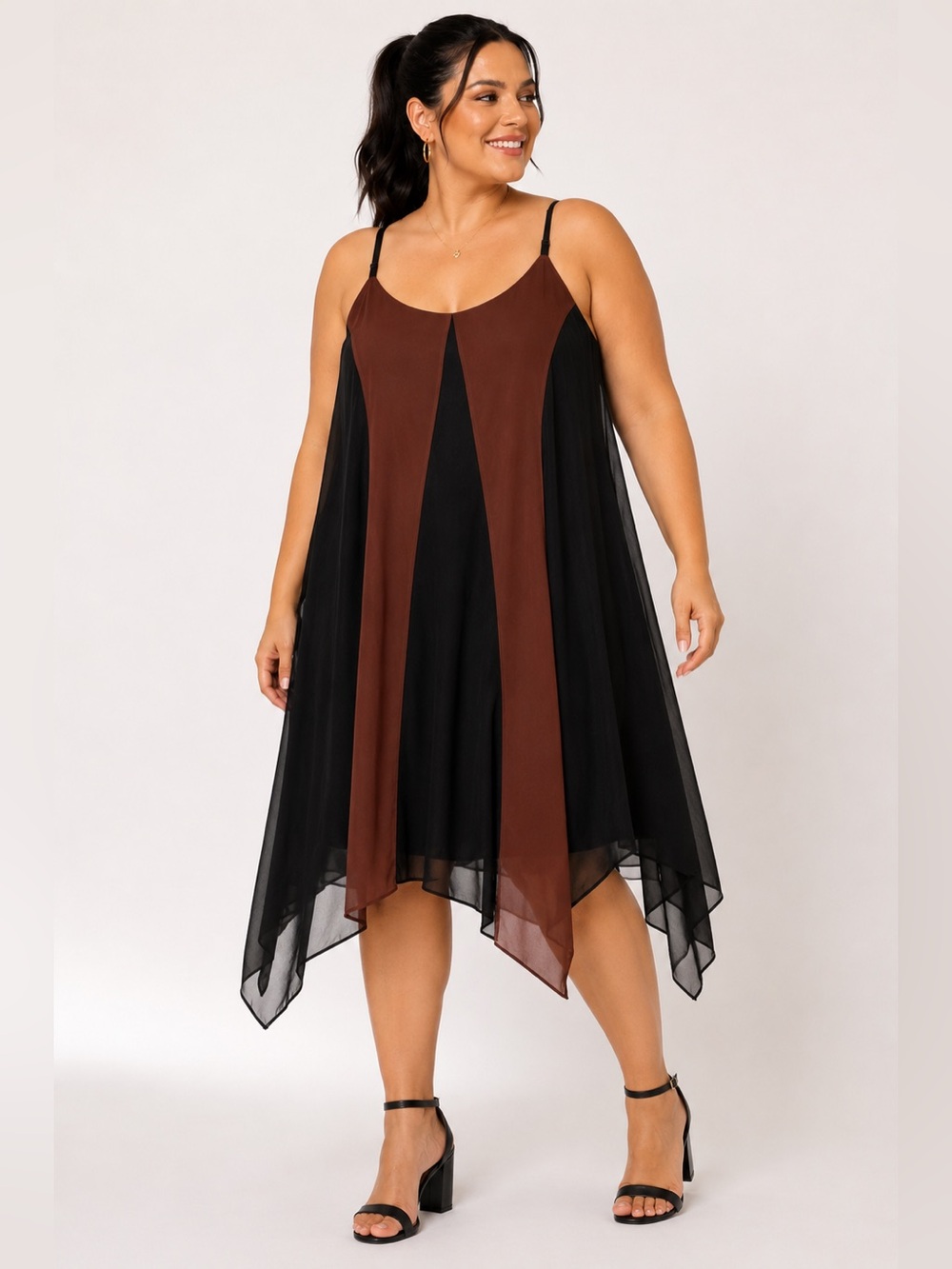 Lane Collection by Lane Bryant Plus Size 18 Layered Chiffon Swing Dress Black Br